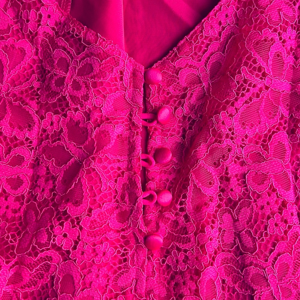 💕🍋For Love & Lemons Fuchsia Lace Mini Dress Victoria Secret Small NWT🎀 - Picture 8 of 14